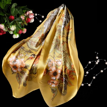 20 мм Натуральный 100% шелковый шарф для женщин, подарок, Весна, осень, Зима, Элегантная шаль, большой Квадратный Толстый шелковый шарф-хиджаб 110 см