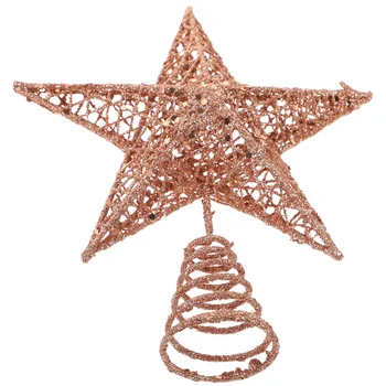 20 см, блестящая рождественская елка, звезда, Рождественская елка, железная звезда, топпер, блестящие украшения для рождественской елки (Розовое золото)