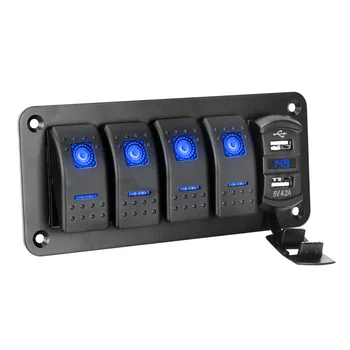 24 В 12 В 4 световых переключателя на панели USB Зарядные устройства 3,0 Разветвитель Автомобильные Аксессуары для лодки Морской грузовой прицеп RV Caravan