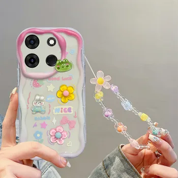 3D кукольные украшения для Infinix Smart 7 Чехол для телефона с милым мультяшным животным, модный мягкий силиконовый ремешок для рук, задняя крышка браслета