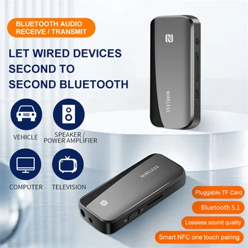 Bluetooth 5,0 Аудиоприемник Передатчик NFC TF Карта 3,5 3,5 мм AUX Разъем Стерео Беспроводной Адаптер с Микрофоном Для Автомобильного Телевизора ПК Наушники