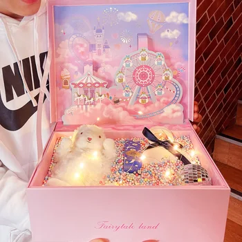 Милая Розовая Аниме-Астронавт 3D Трехмерная Подарочная Коробка для Девочек и Мальчиков, Подарочная Упаковка на День Рождения (Пустая Коробка)