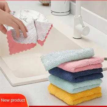 Многоцелевая Чистящая салфетка для мытья посуды, Кухонное Обеззараживающее Полотенце для мытья посуды, Кухонное чистящее средство, Коралловое флисовое полотенце для мытья посуды