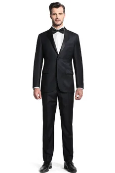 Мужской костюм из 2 предметов с вырезами на лацканах и двух пуговицах, комплект из пиджака и брюк, смокинг для офисной вечеринки