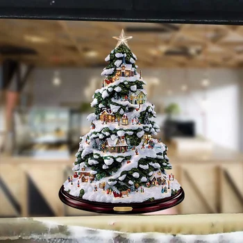 Наклейка на рождественскую елку в снежных горах, Рождественский орнамент, наклейка на стену, Самоклеящаяся стеклянная витрина, декоративная наклейка из ПВХ, AY-SD-4