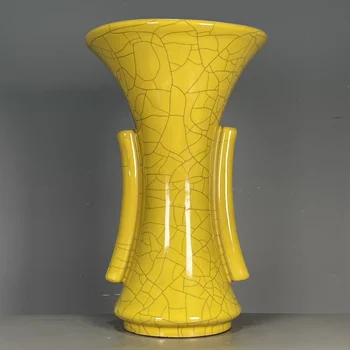 Украшение для дома из коллекции антикварного фарфора Song Ge kiln с открытой частью, декоративная ваза с двойным ухом